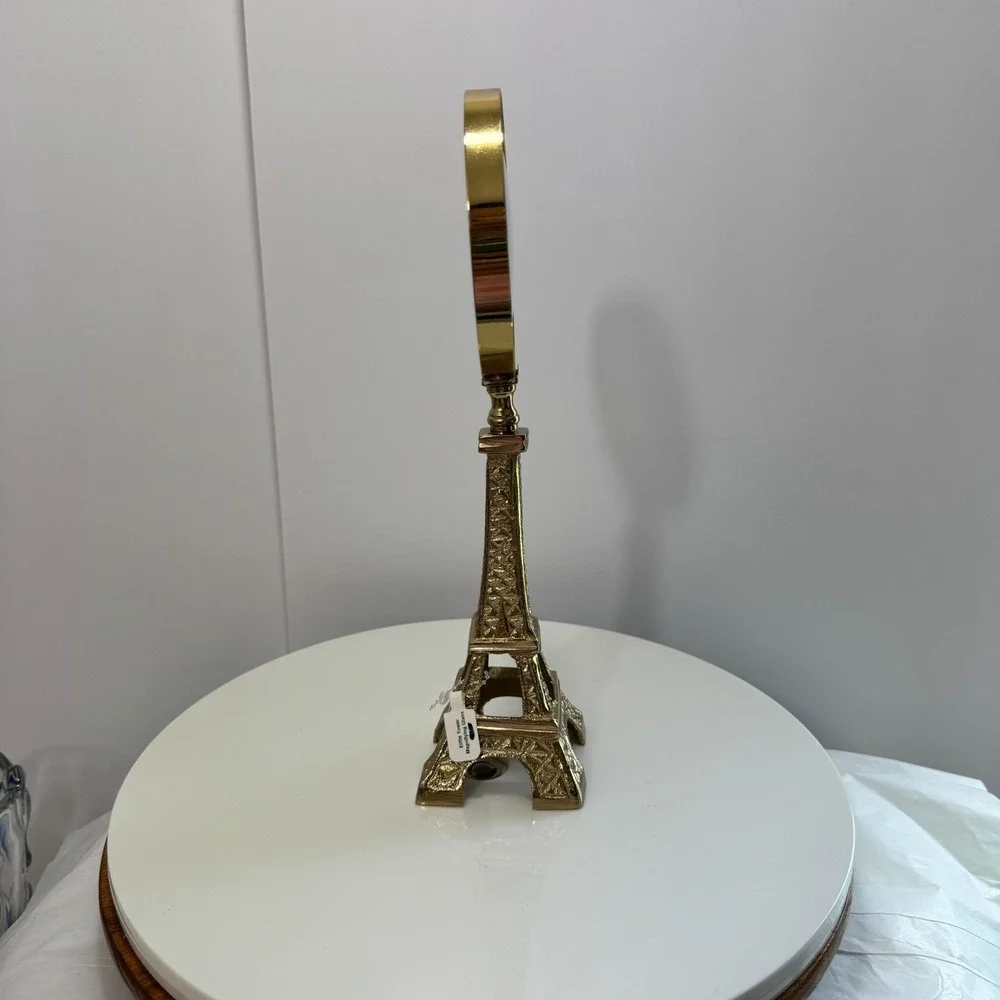 Vintage Brass Eiffel Tower Magnifying Glass Desk Office Decor Stand Paperweight